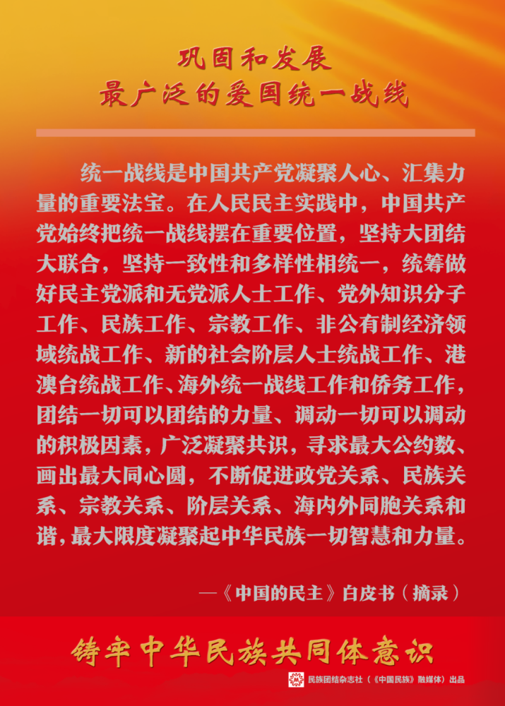 铸牢中华民族共同体意识海报关于统一战线和民族区域自治制度中国的