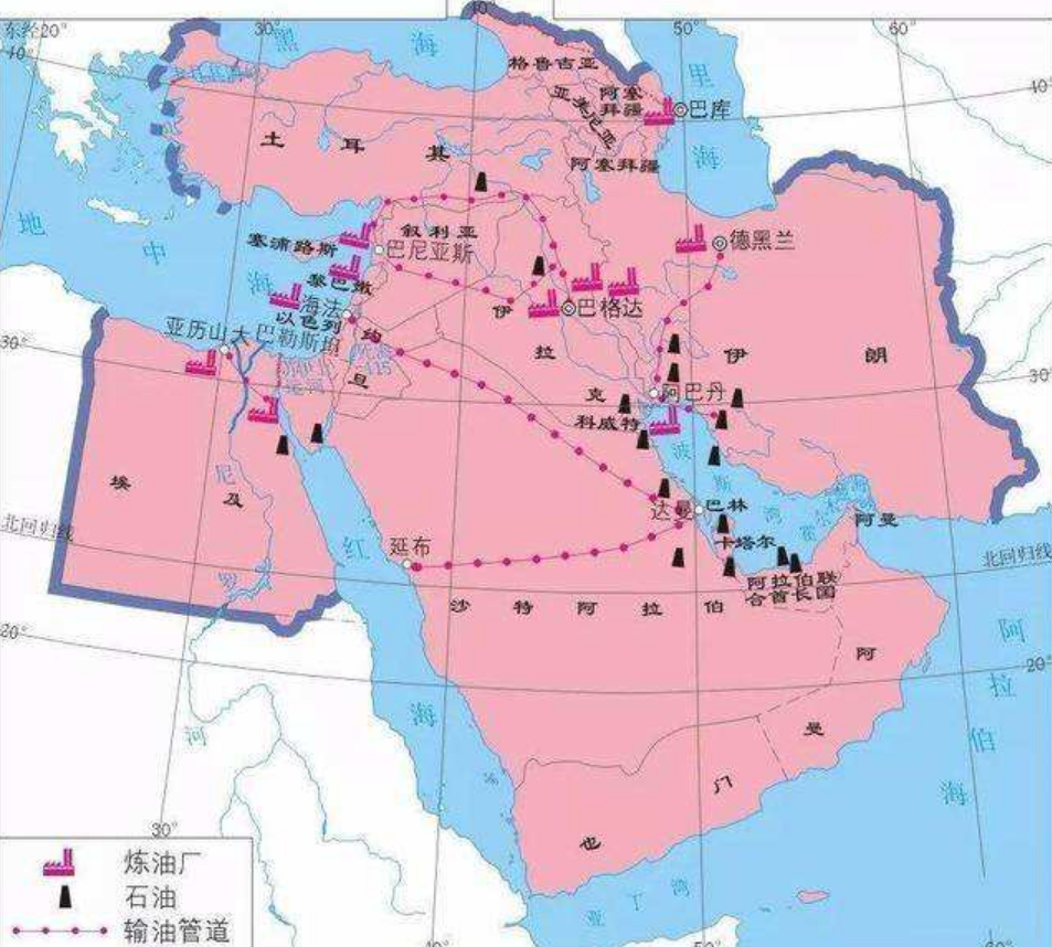 中东油田分布图图片
