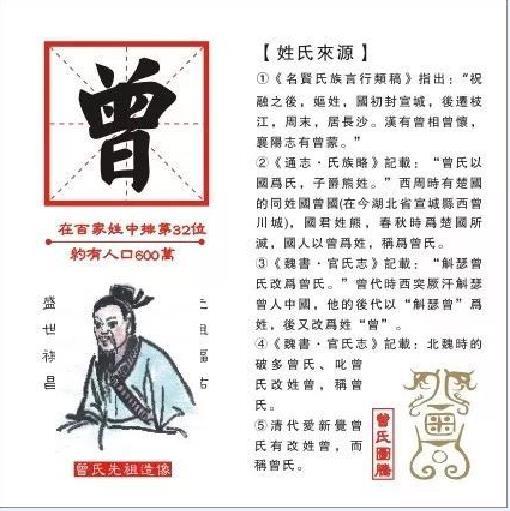 曾姓来源分布情况和辈分排行