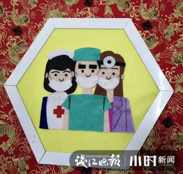 宁波这组抗疫布艺贴画刷屏了!创作者金阿姨:等疫情结束送给英雄们