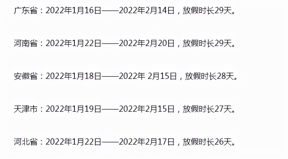 2022年中小学寒假安排已经公布,辽宁学生乐开花,江苏学生心里苦