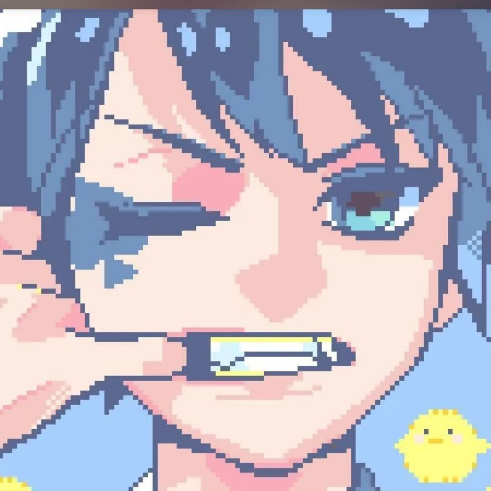 像素风男头吹灭读书灯一身都是月