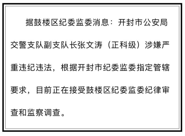 张文涛|开封市公安局|开封市纪委监委|鼓楼区纪委监委|开封市