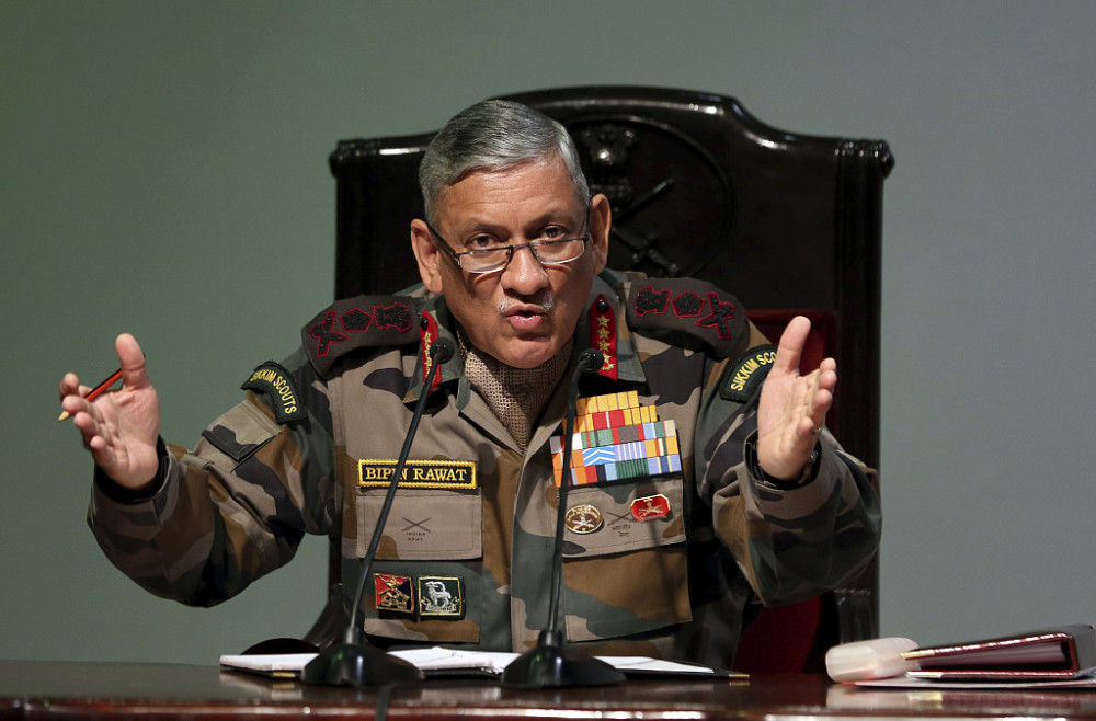 印度陆军参谋长拉瓦特(视觉中国)据印度《德干先驱报》12日报道,印度
