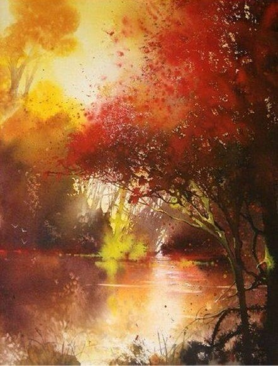 水彩风景,黄昏,画师roland palmaerts 水彩|水彩|roland|手绘