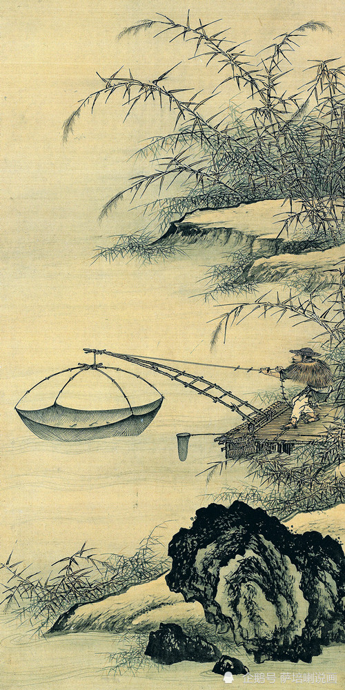 艺术源于生活倪端绘捕鱼图