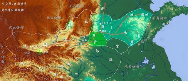 公元前1043~1042年,周王国二次东征,先灭管蔡,再克殷商,最后践平奄国