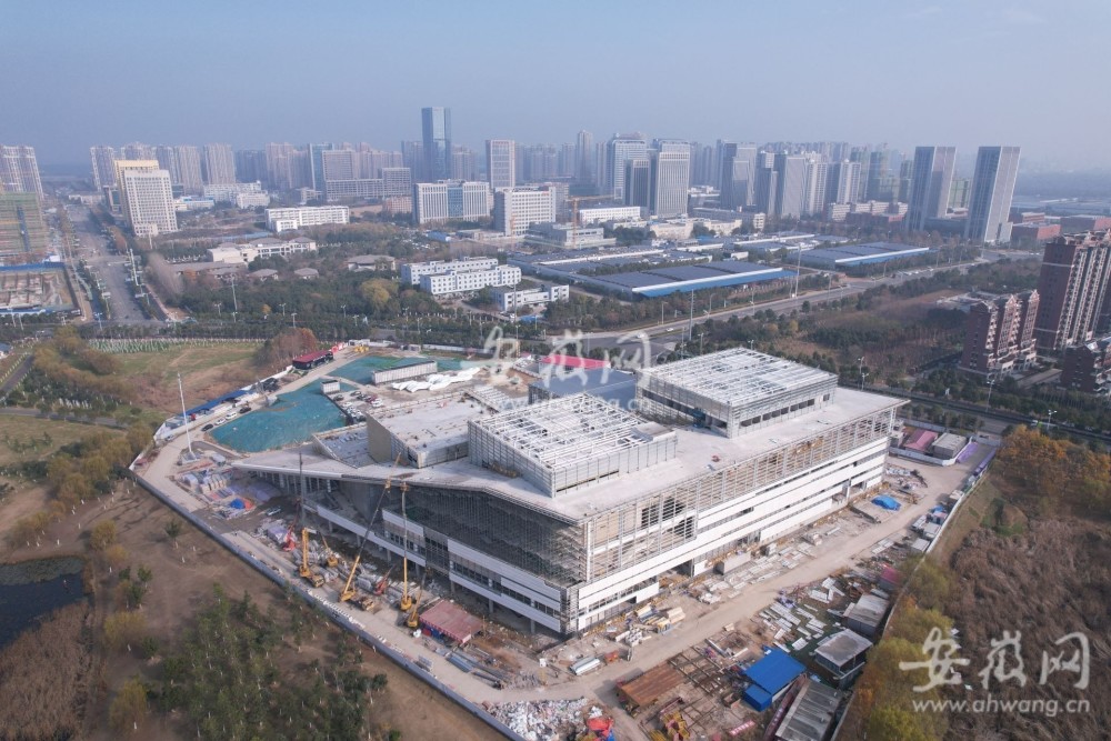 航拍合肥科技館新館現場土建結構基本完成