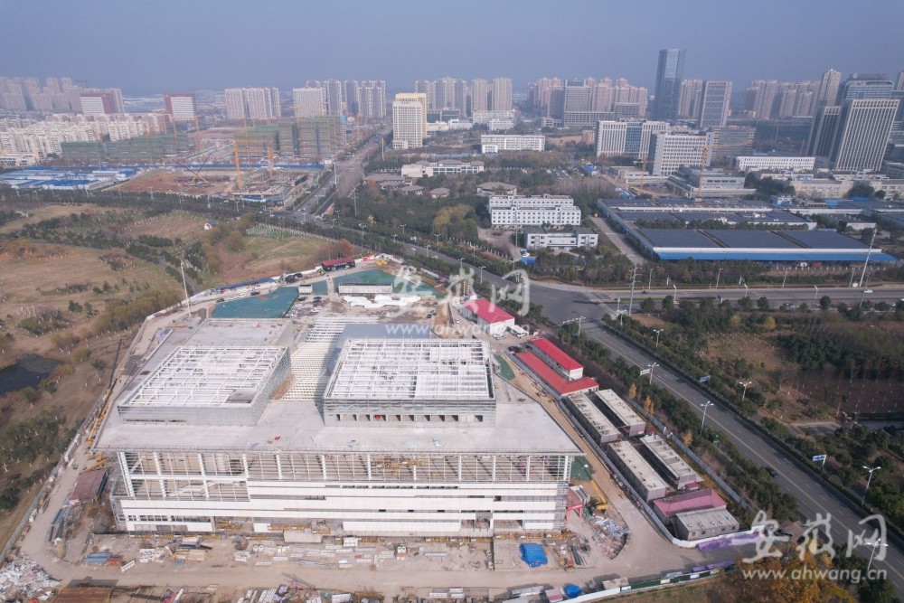 航拍合肥科技館新館現場土建結構基本完成