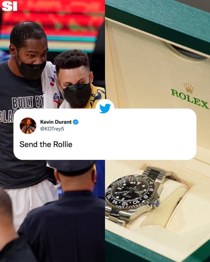 感谢支持库里破纪录后送仨队友劳力士手表杜兰特我也要