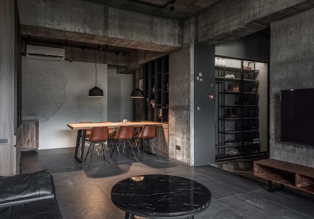 现代工业风,极简的毛坯风,高级灰的配色,效果很独特|高级灰|毛坯|装修