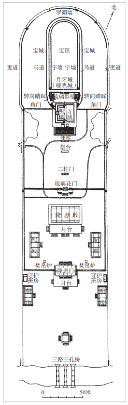 图九  清孝陵陵园平面图(采自刘毅:《清朝关内九陵陵园制度研究》第