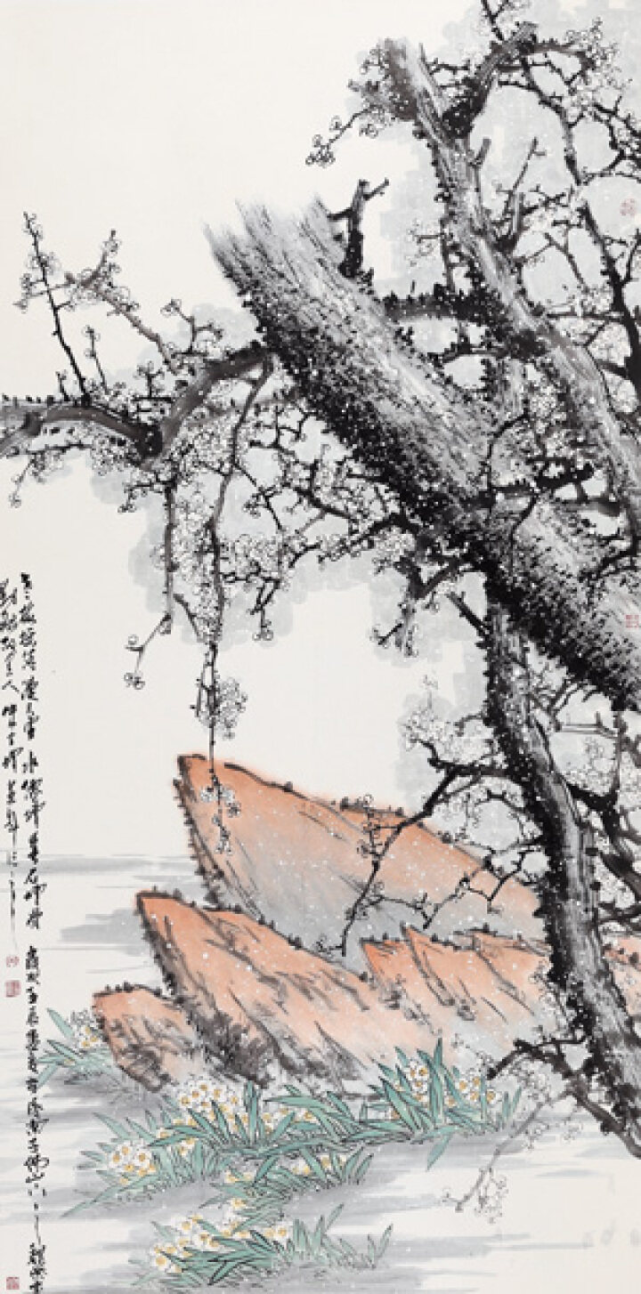 《风骨》250cm×125cm在另一幅《芭蕉》中,两株芭蕉柱天而立,下方蕉叶