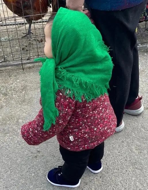 红棉袄绿头巾女孩图片图片