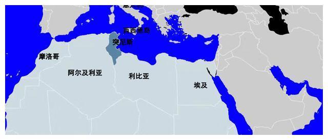 (圖一:突尼斯的地理位置)北非地中海沿岸中部的突尼斯,西接阿爾及利亞