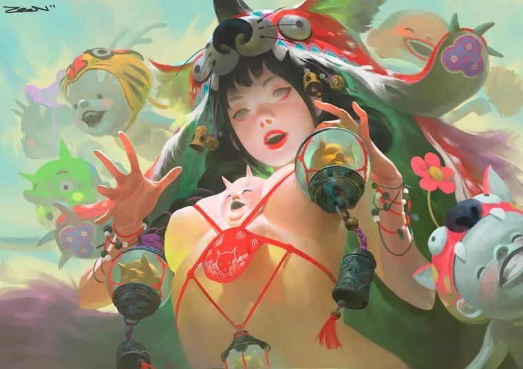 马来西亚人气画师 zeen chin 怪诞人物绘画,他擅长陶泥厚涂,画风古怪