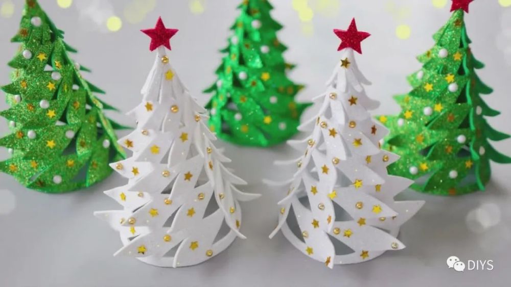 号手工作品展示教学diys「圣诞节diy」一个用泡沫纸做圣诞树的方法!