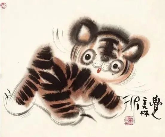 韩美林虎年生肖画萌呆