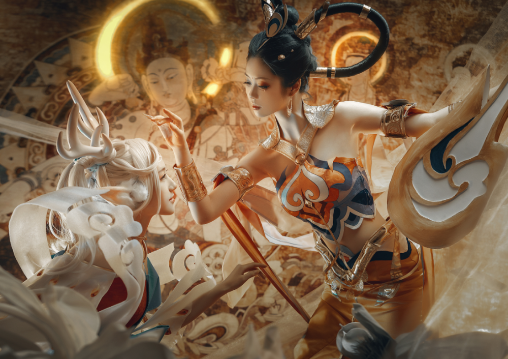 王昭君遇见飞天cos古代的君王太幸福了吧