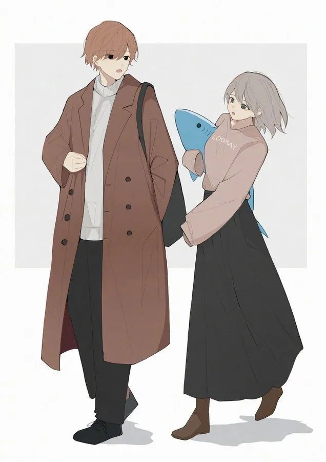 最萌身高差情侣插画图这也太甜了吧