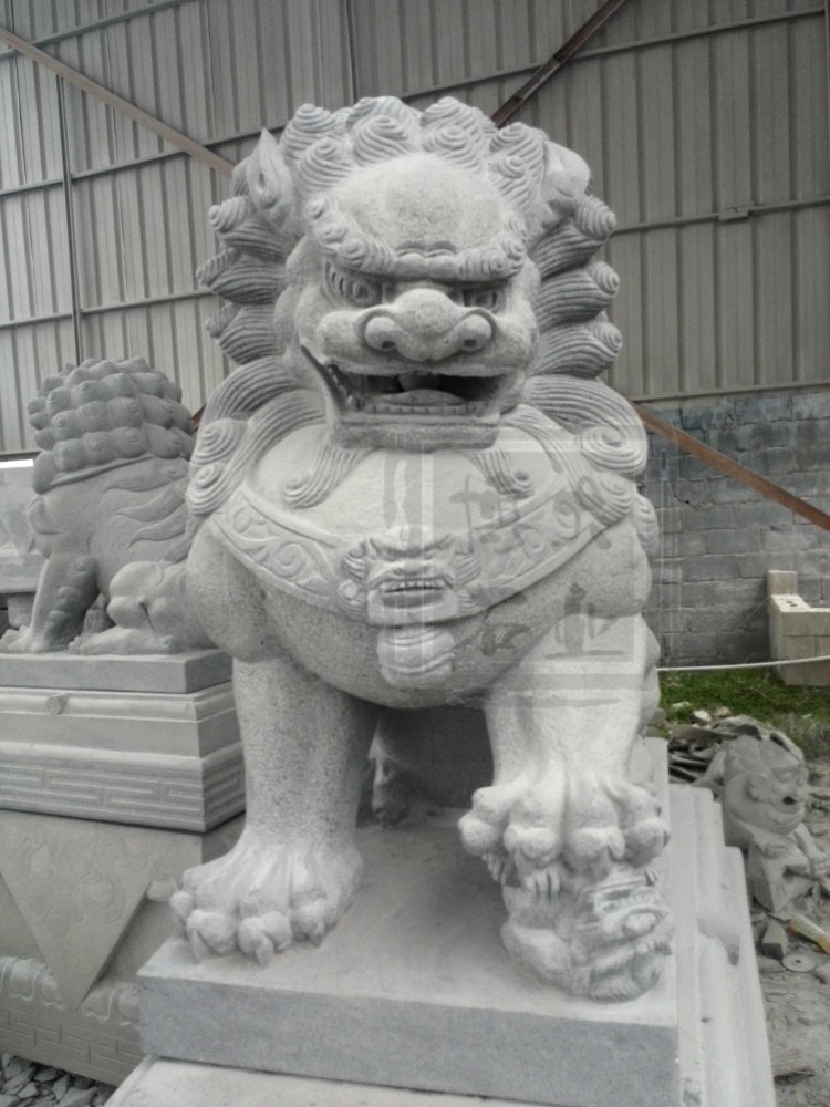 獅子 石彫刻 置物(H)【kurokunn】-
