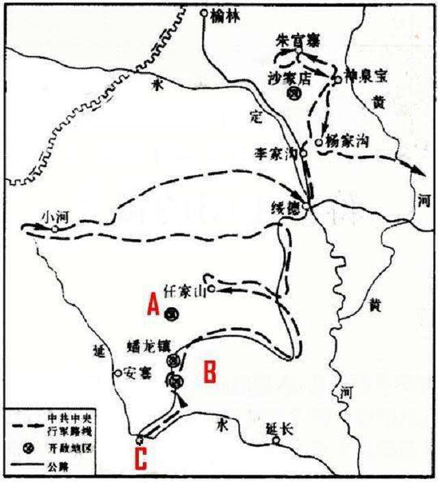 还有3条隘路,东达永坪,清涧,南下延安,北通瓦窑堡,绥德,无论胡宗南部