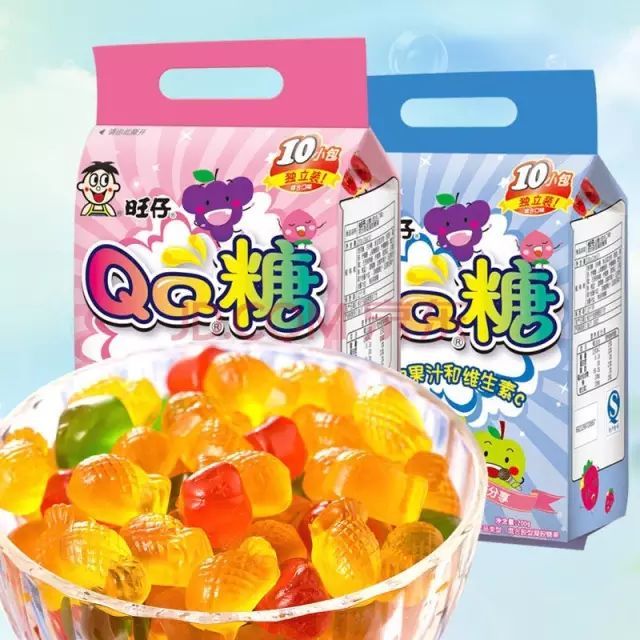 从小到大爱不能停的当属旺仔qq糖了吧有嚼劲有果香没事嚼一粒弹力十足