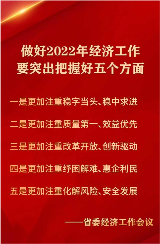 图说省委经济工作会议丨做好2022年经济工作要突出把握好这五个方面