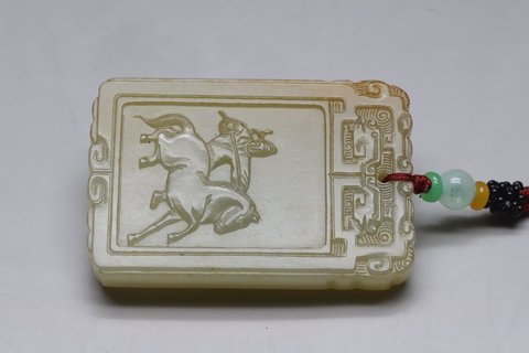 旧藏和田玉籽料伯乐相马芝亭牌