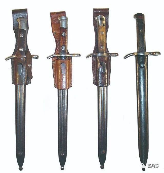 从左至右分别为m1927,m1929,m1935,m1935刺刀入鞘状态.
