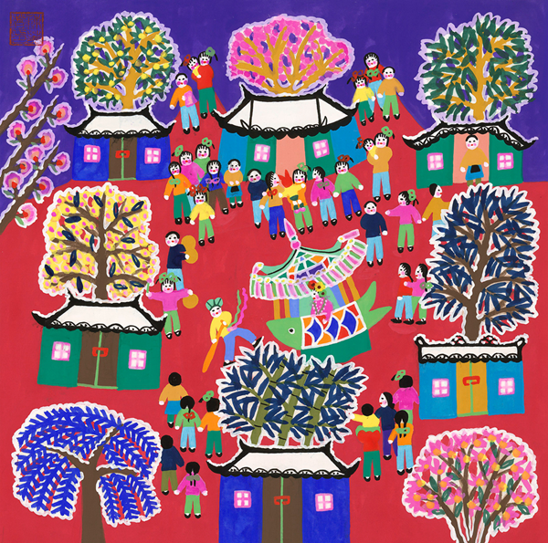 两代农民画家对话纸上流淌民俗乡情