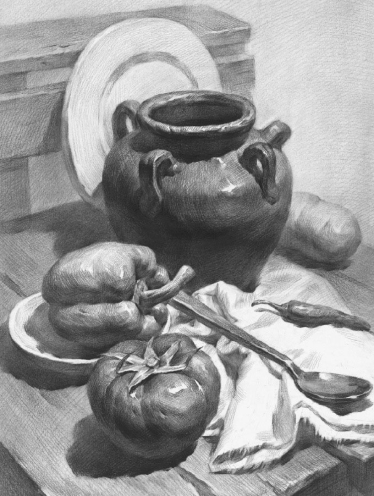 杭州画室素描静物罐子的画法讲解