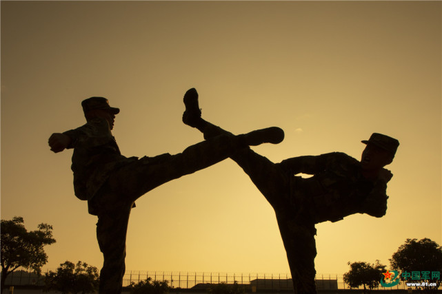 一组高颜值剪影定格武警官兵训练场上最美身姿