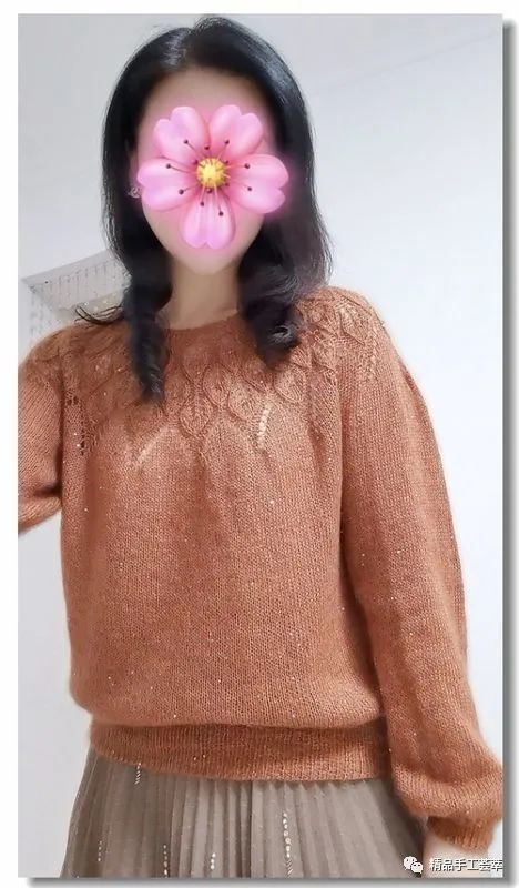 圆肩叶子领马海毛美衣编织款式和图解