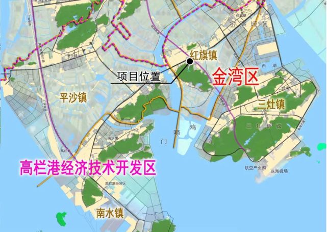 项目位于金湾区红旗镇珠海大道南侧,机场高速西侧.