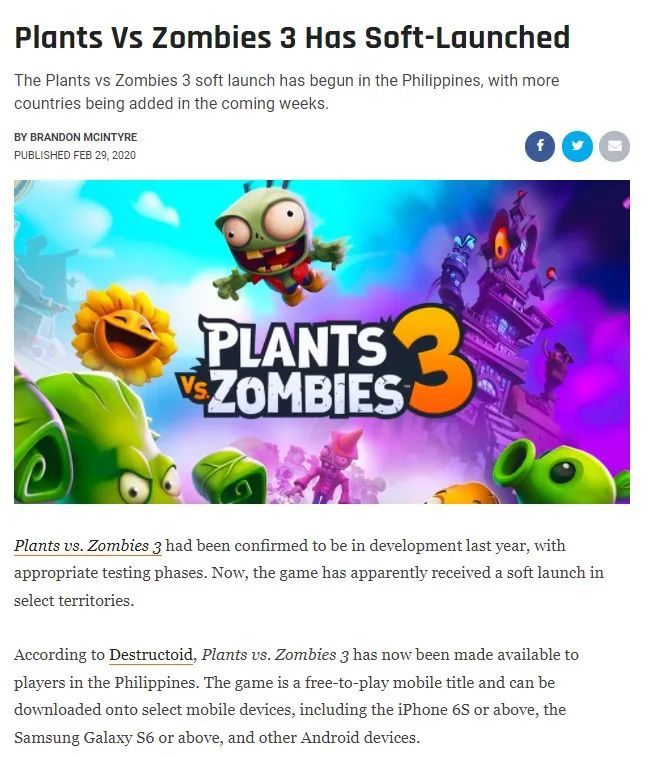 Plants Vs Zombies 3 Has Soft-Launched in the Philippines