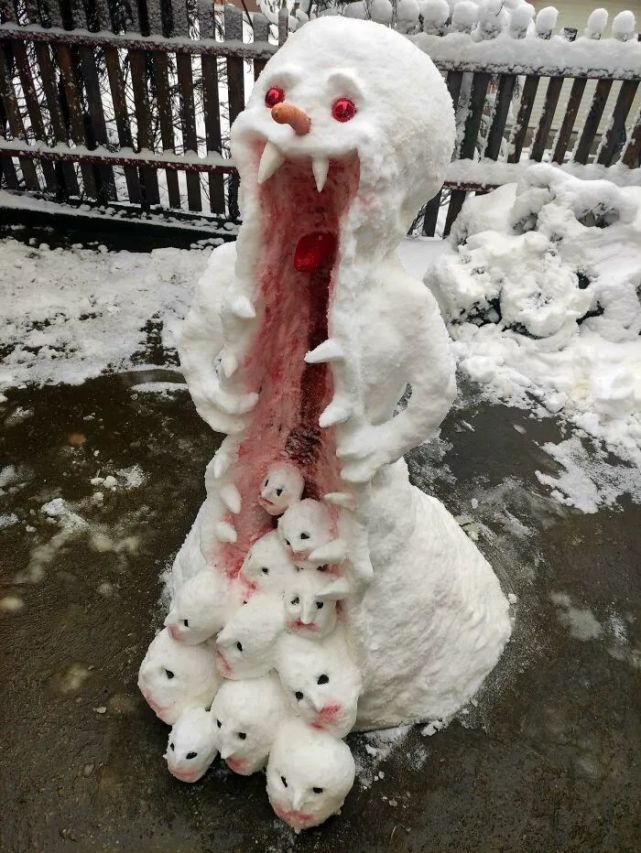 "网友雪人堆的真是花样百出!我永远达不到这些境界"