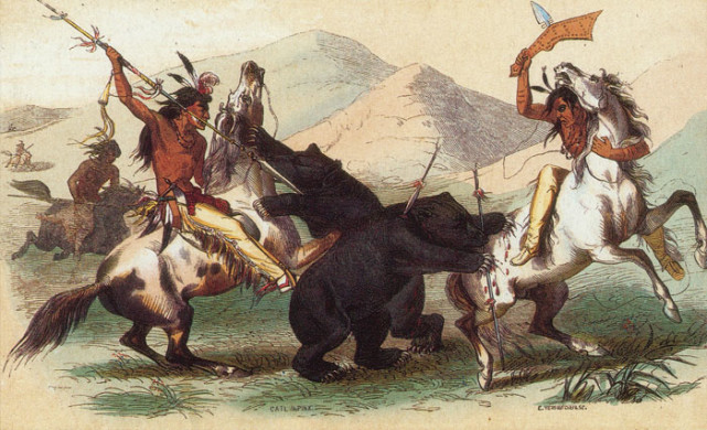 大多数人认为美洲印第安人是用弓箭进行狩猎和打仗的.