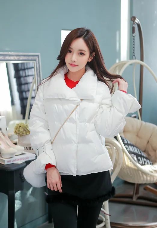 美图赏析孙允珠乖萌泡泡堆雪蓬松纯色羽绒服