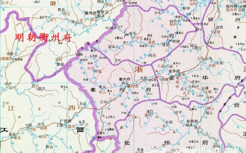 衢州府,元朝时为衢州路,1359年改路为龙游府,1366年改称衢州府,府治