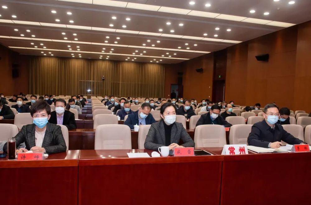 市领导盛蕾,李林,许峥,陈正春,陈志良,狄志强和市政府秘书长周承涛在