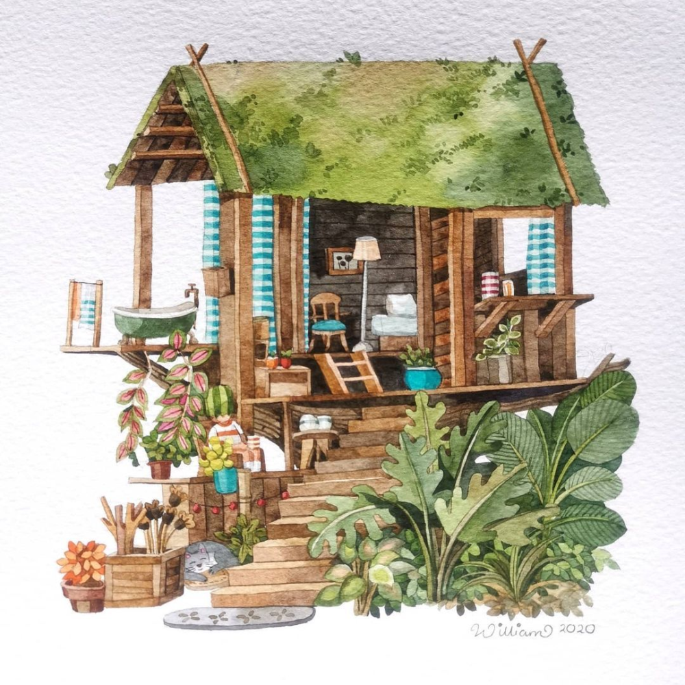 水彩小屋,作者:william sim_腾讯新闻