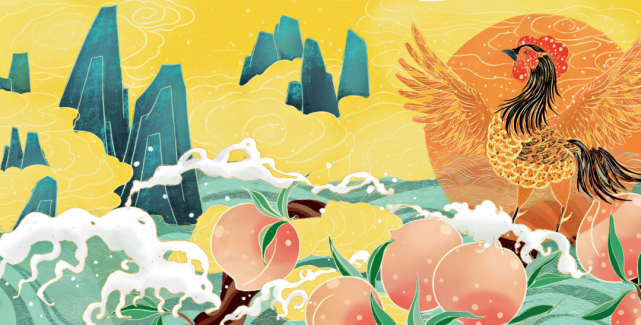 度朔山上有一棵大桃树,大桃树的枝干屈蟠一千五百千米,结出的仙桃肉