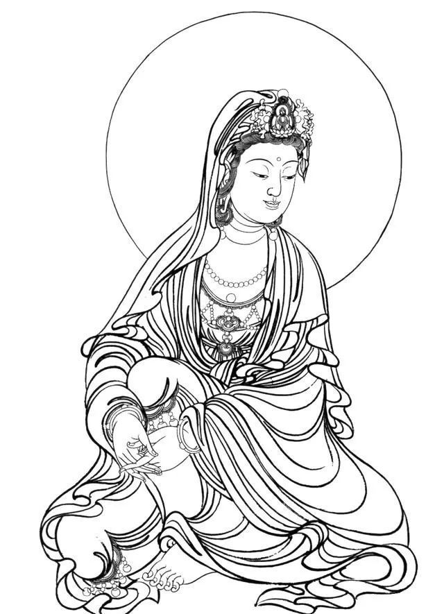 书画联盟丨工笔画白描佛像观音菩萨底稿