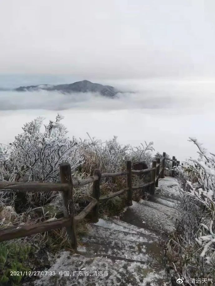 粵北山區出現霧凇和雨凇現象接近下雪了在廣東其實也有不少地方已經