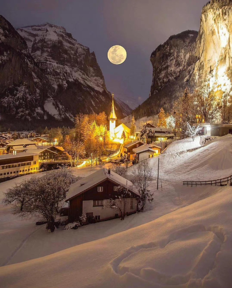 壁纸关于雪景夜晚