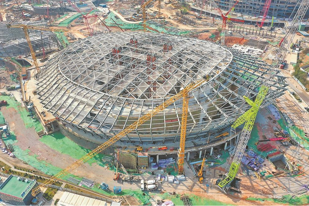 厦门新体育中心Ⅱ标段项目所有场馆屋盖钢结构全部吊装完成