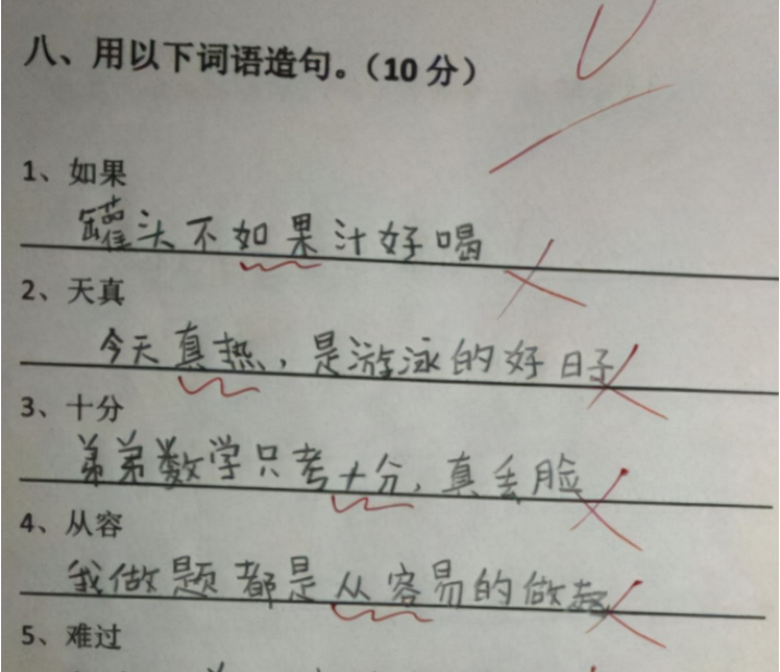 小學生奇葩造句坑爹他是認真的網友確定是親生的