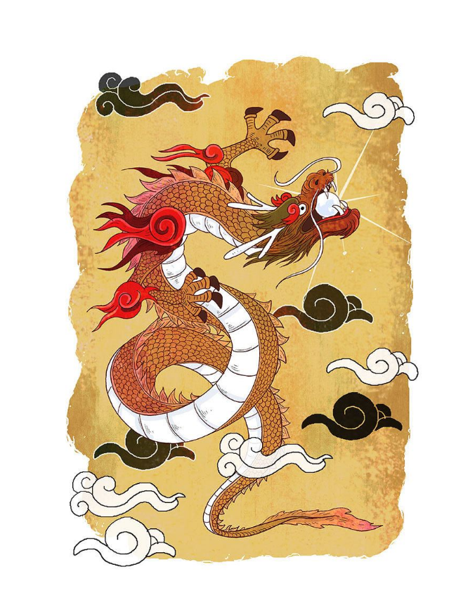 有一只螭龙,为了成为神龙直飞天际,螭龙之所以能成为神龙,是因为神明