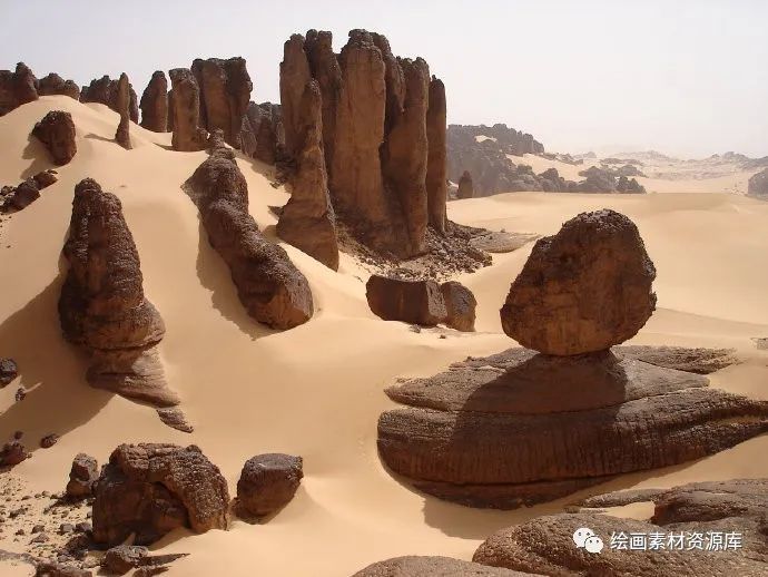 繪畫素材一組自然景觀與人造建築素材參考